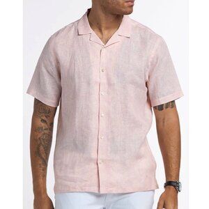 Stitch‎ Note Vacation Short Sleeve Button Up Rosedust Mens Size 2XL Linen Travel
